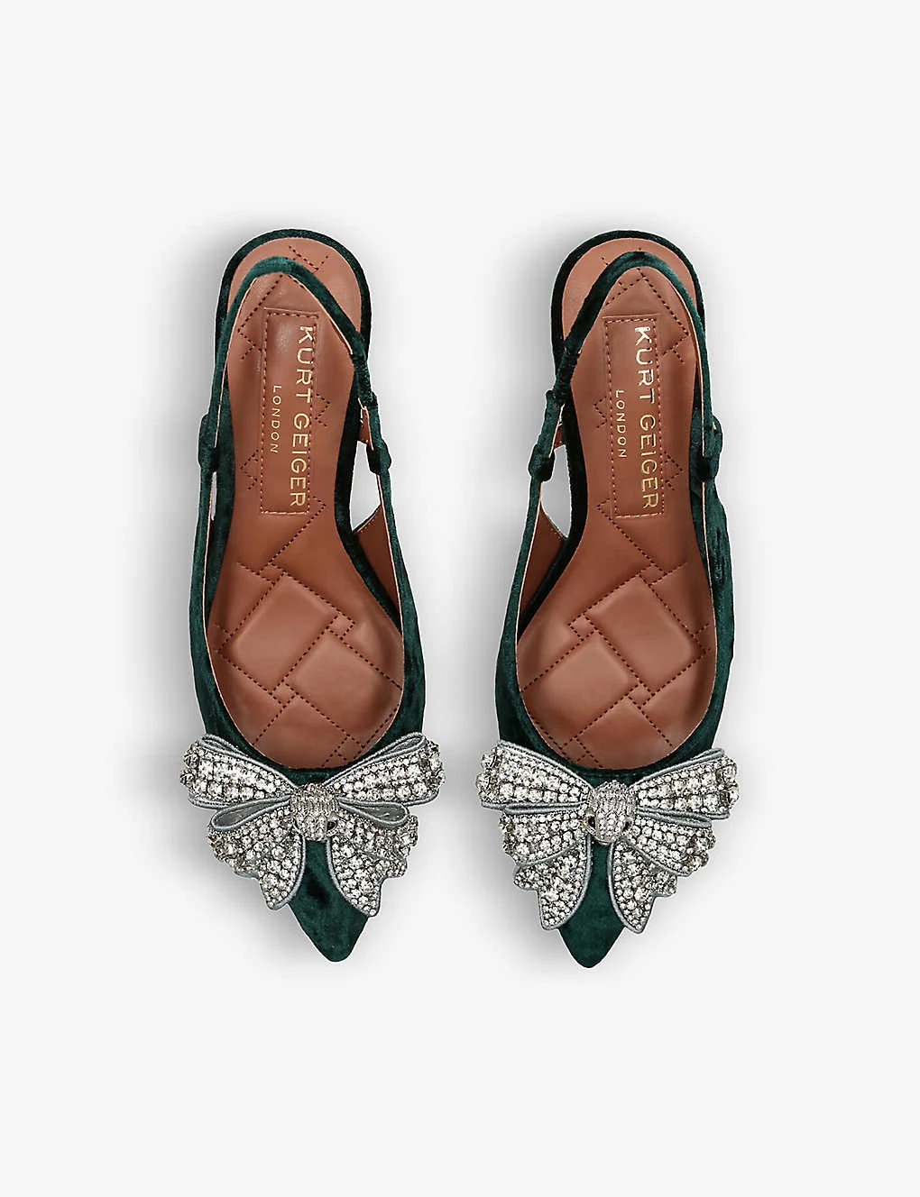 Kurt Geiger London Belgravia Sling-back Bow-embellished Velvet Heeled Courts 4 Kurt Geiger London Belgravia Sling-back Bow-embellished Velvet Heeled Courts - Image 2