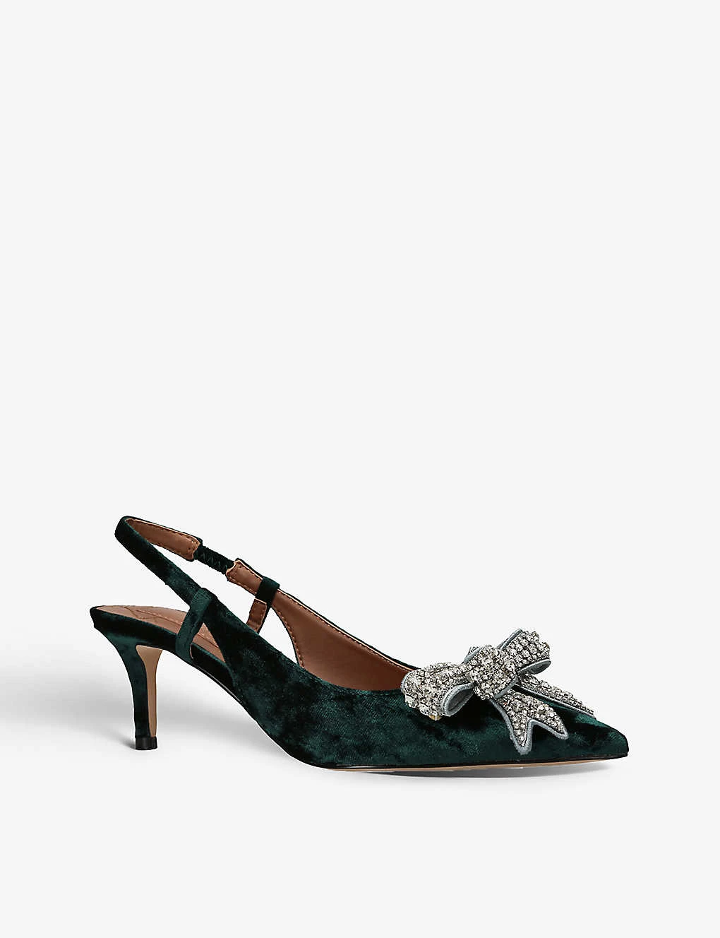 Kurt Geiger London Belgravia Sling-back Bow-embellished Velvet Heeled Courts 5 Kurt Geiger London Belgravia Sling-back Bow-embellished Velvet Heeled Courts - Image 3