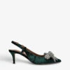 Kurt Geiger London Belgravia Sling-back Bow-embellished Velvet Heeled Courts -Dune Shop R04153046 TEAL M