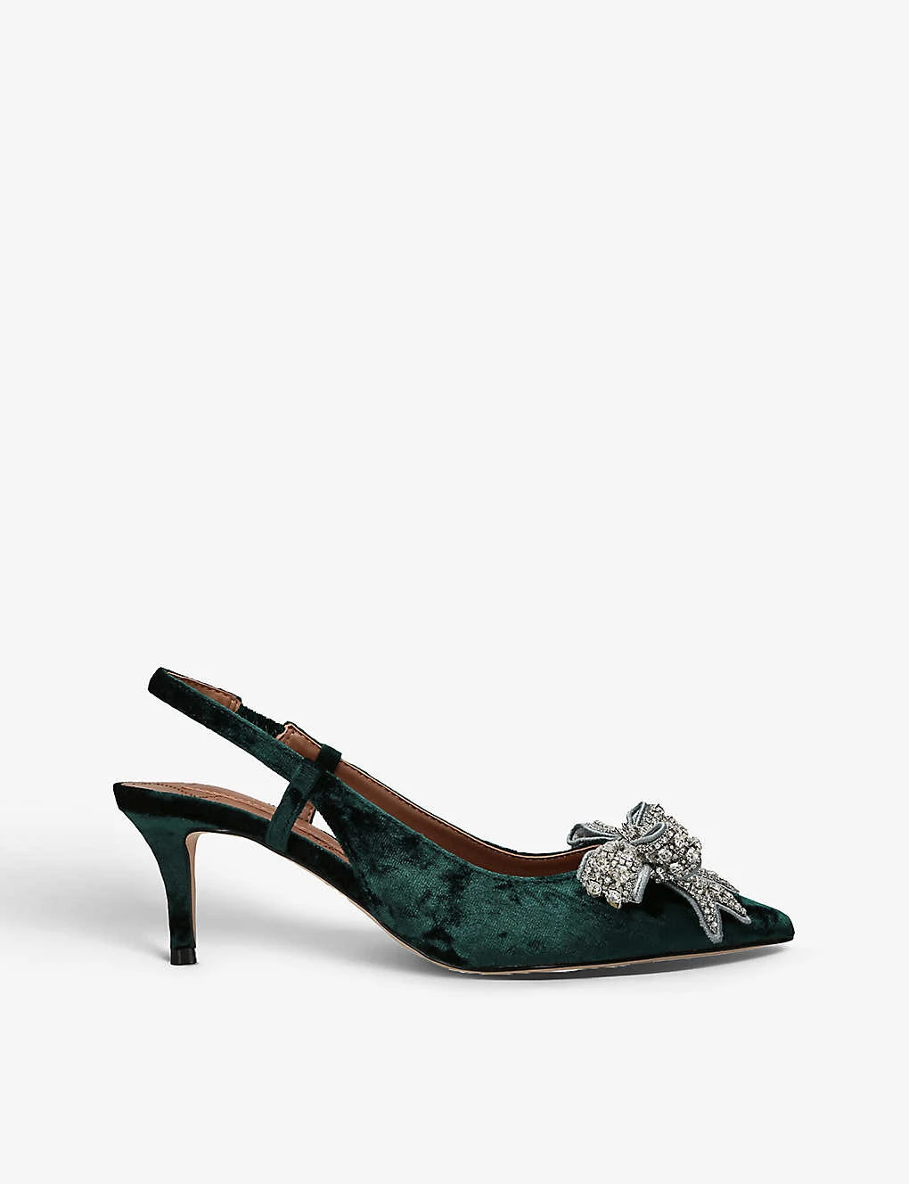 Kurt Geiger London Belgravia Sling-back Bow-embellished Velvet Heeled Courts 3 Kurt Geiger London Belgravia Sling-back Bow-embellished Velvet Heeled Courts