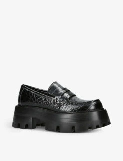 Steve Madden Madlove Croc-embossed Faux-leather Loafers -Dune Shop R04153088 BLACK ALT02