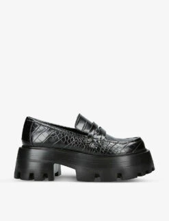 Steve Madden Madlove Croc-embossed Faux-leather Loafers