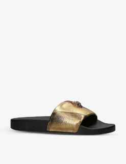 Kurt Geiger London Meena Eagle Metallic Faux-leather Sliders -Dune Shop R04153104 OTHER ALT02