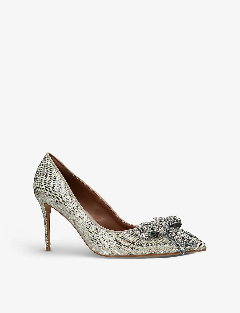 Kurt Geiger London Belgravia Bow Glitter-embellished Woven Heeled Courts 5 Kurt Geiger London Belgravia Bow Glitter-embellished Woven Heeled Courts - Image 3