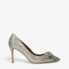 Kurt Geiger London Belgravia Bow Glitter-embellished Woven Heeled Courts -Dune Shop R04153110 SILVERCOM M