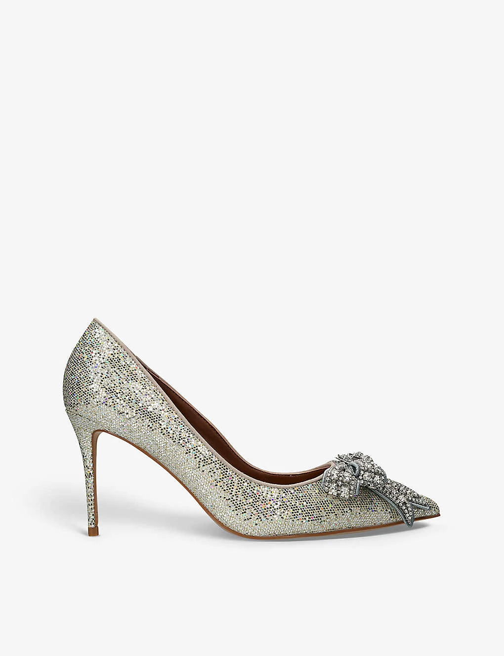 Kurt Geiger London Belgravia Bow Glitter-embellished Woven Heeled Courts 3 Kurt Geiger London Belgravia Bow Glitter-embellished Woven Heeled Courts