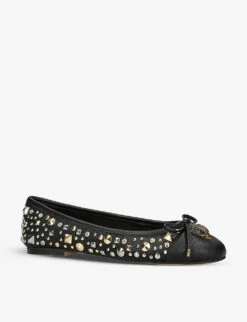 Kurt Geiger London Eagle Ballerina Crystal-embellished Leather Pumps -Dune Shop R04153115 BLACKCOMB ALT02
