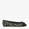 Kurt Geiger London Eagle Ballerina Crystal-embellished Leather Pumps