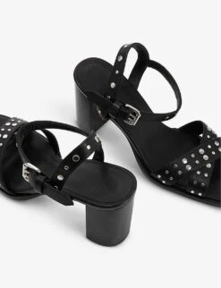 THE KOOPLES Stud-embellished Heeled Leather Sandals 8 THE KOOPLES Stud-embellished Heeled Leather Sandals -Dune Shop R04153771 BLA01 ALT02