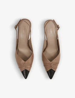 Reiss Delilah Pointed-toe Sling-back Leather Courts -Dune Shop R04154544 NUDE ALT01