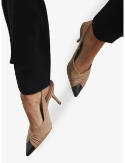 Reiss Delilah Pointed-toe Sling-back Leather Courts -Dune Shop R04154544 NUDE ALT04