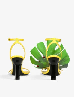 Loewe Petal Monstera Leather Heeled Sandals -Dune Shop R04154595 YELLOW ALT03