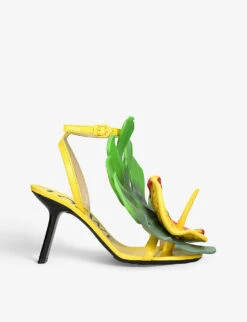 Loewe Petal Monstera Leather Heeled Sandals