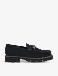 Kurt Geiger London Carnaby Eagle-head Embellished Suede Loafers