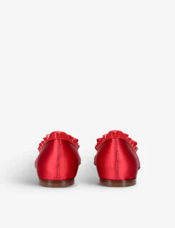 Valentino Garavani Rockstud Bow-embellished Satin Ballet Flats 10 Valentino Garavani Rockstud Bow-embellished Satin Ballet Flats -Dune Shop R04161350 RED ALT03