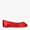 Valentino Garavani Rockstud Bow-embellished Satin Ballet Flats -Dune Shop R04161350 RED M