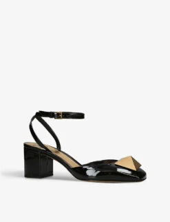 Valentino Garavani One Stud Patent-leather Heeled Pumps -Dune Shop R04161352 BLACK ALT02