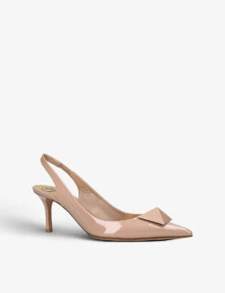 Valentino Garavani One Stud Patent-leather Slingback Heeled Courts -Dune Shop R04161355 BLUSH ALT02