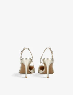 Valentino Garavani VLOGO Pointed-toe Leather Heeled Courts 10 Valentino Garavani VLOGO Pointed-toe Leather Heeled Courts -Dune Shop R04161391 GOLD ALT03