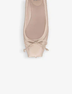 Christian Louboutin Mamadrague Bow-embellished Leather Flats -Dune Shop R04163428 LECHE ALT01