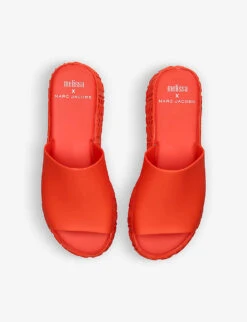 Melissa X Marc Jacobs Becky Chunky-sole PVC Platform Sliders -Dune Shop R04165036 RED ALT01