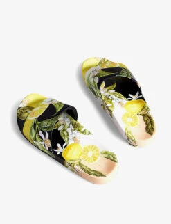 Ted Baker Azzin Lemon-printed Satin Sliders -Dune Shop R04167424 YELLOW ALT03