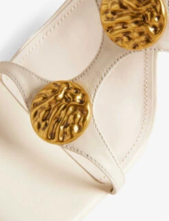 Ted Baker Tayalin Coin-embellishment Backless Heeled Leather Sandals -Dune Shop R04169619 NATURAL ALT02