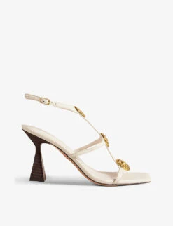 Ted Baker Tayalin Coin-embellishment Backless Heeled Leather Sandals
