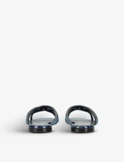 Portland Crystal-embellished Croc-embossed Leather Sandals -Dune Shop R04172027 NAVY ALT03