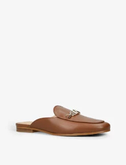 MICHAEL Michael Kors Tiffanie Logo-plaque Leather Mules -Dune Shop R04172056 TAN ALT02