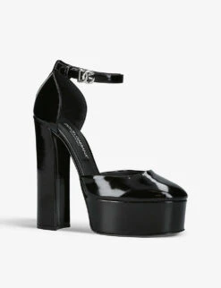 Dolce & Gabbana Capri Platform-sole Patent-leather Heeled Sandals 8 Dolce & Gabbana Capri Platform-sole Patent-leather Heeled Sandals -Dune Shop R04174089 BLACK ALT02
