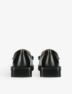 Ganni Rhinestone-embellished Block-heel Leather Loafers -Dune Shop R04174494 BLACK ALT03