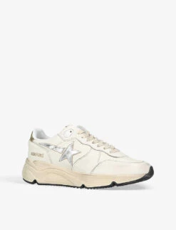 Golden Goose Running Sole Metallic Star-patch Leather Trainers -Dune Shop R04180455 WHITEOTH ALT02