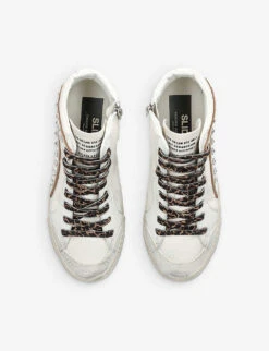 Golden Goose Slide Crystal-embellished Leather High-top Trainers -Dune Shop R04180466 WHITEOTH ALT01
