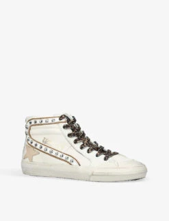 Golden Goose Slide Crystal-embellished Leather High-top Trainers -Dune Shop R04180466 WHITEOTH ALT02