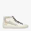 Golden Goose Slide Crystal-embellished Leather High-top Trainers 2 Golden Goose Slide Crystal-embellished Leather High-top Trainers -Dune Shop R04180466 WHITEOTH M