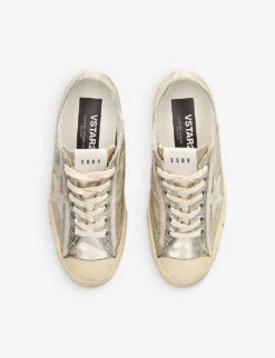 Golden Goose V-Star Suede Star-patch Metallic-leather Low-top Trainers -Dune Shop R04180477 SILVERCOM ALT01
