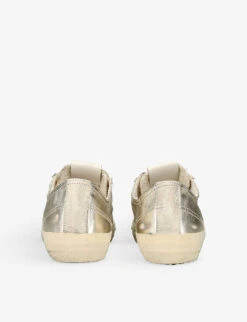 Golden Goose V-Star Suede Star-patch Metallic-leather Low-top Trainers -Dune Shop R04180477 SILVERCOM ALT03