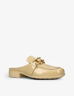 Bottega Veneta Monsieur Open-back Patent-leather Loafers 9 Bottega Veneta Monsieur Open-back Patent-leather Loafers -Dune Shop R04180487 BEIGE ALT02