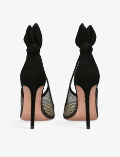Aquazzura Bow Tie Mesh And Suede Heeled Pumps -Dune Shop R04180494 BLACK ALT03