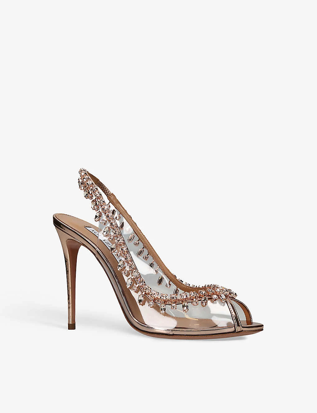 Aquazzura Temptation Crystal-embellished Leather And PVC Sandals 5 Aquazzura Temptation Crystal-embellished Leather And PVC Sandals - Image 3