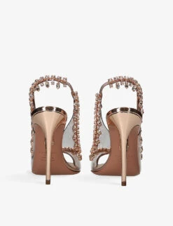Aquazzura Temptation Crystal-embellished Leather And PVC Sandals 9 Aquazzura Temptation Crystal-embellished Leather And PVC Sandals -Dune Shop R04180505 GOLD ALT03