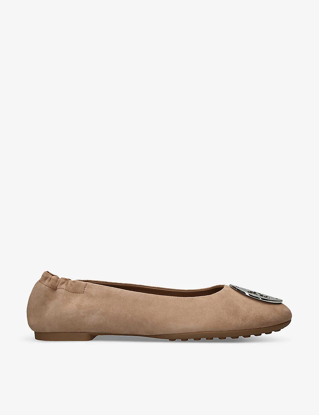 Tory Burch Claire Logo-plaque Suede Ballet Flats 3 Tory Burch Claire Logo-plaque Suede Ballet Flats