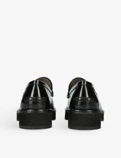 Salvatore Ferragamo Ofelia Lug Chain-embellished Leather Loafers -Dune Shop R04182310 BLACK ALT03