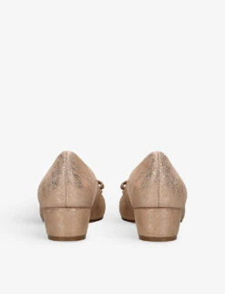 Salvatore Ferragamo Vara Bow-embellished Leather Heeled Courts -Dune Shop R04182320 GOLD ALT03