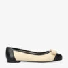 Salvatore Ferragamo Varina Bow-embellished Leather Ballet Flats -Dune Shop R04182321 BEIGECOMB M