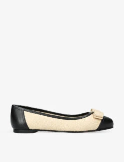 Salvatore Ferragamo Varina Bow-embellished Leather Ballet Flats