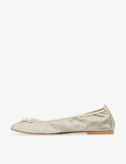 Trilly Glittered Ballet Pumps 8 Trilly Glittered Ballet Pumps -Dune Shop R04183447 GOLGOLD ALT02
