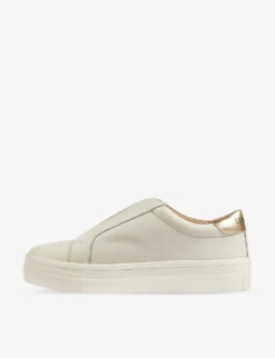 Joy Gold Elasticated-panel Leather Trainers -Dune Shop R04183450 WHIWHITE ALT02