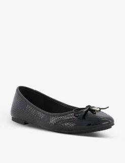 Dune Hallo Charm-embellished Mock-reptile Leather Ballet Pumps -Dune Shop R04184036 BLACKSYNTHETICREPTILE ALT02